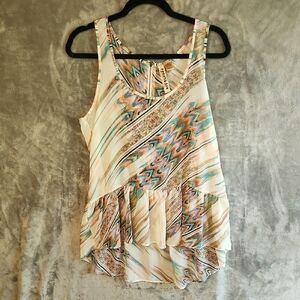 Eyeshadow Multicolor Patterned Tank Top. Size Large